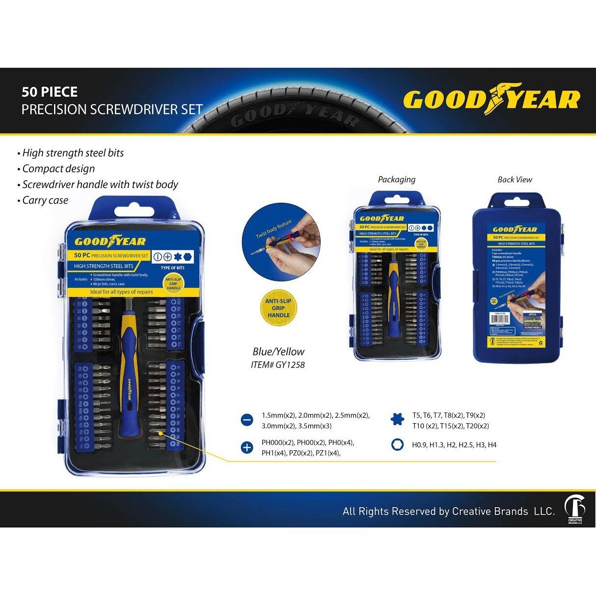 50-Piece Set: Goodyear Precision Screwdriver Home Essentials - DailySale