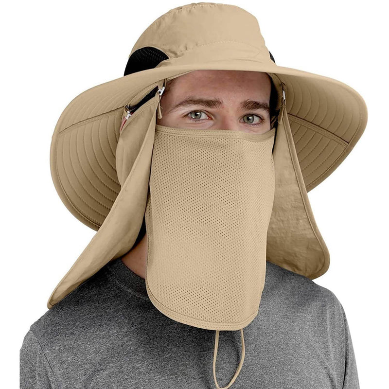 50+ Sun Protection Cap Wide Brim Fishing Hat with Face & Neck Flap Men's Shoes & Accessories - DailySale