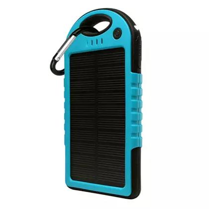 5,000mAh Water-Resistant Solar Smartphone Charger Mobile Accessories Blue - DailySale