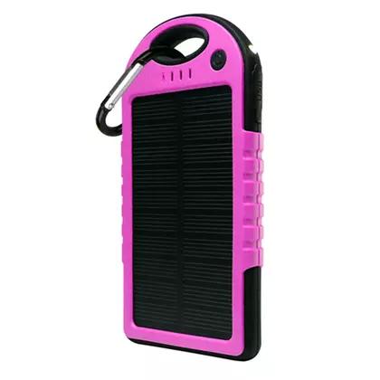 5,000mAh Water-Resistant Solar Smartphone Charger Mobile Accessories Pink - DailySale