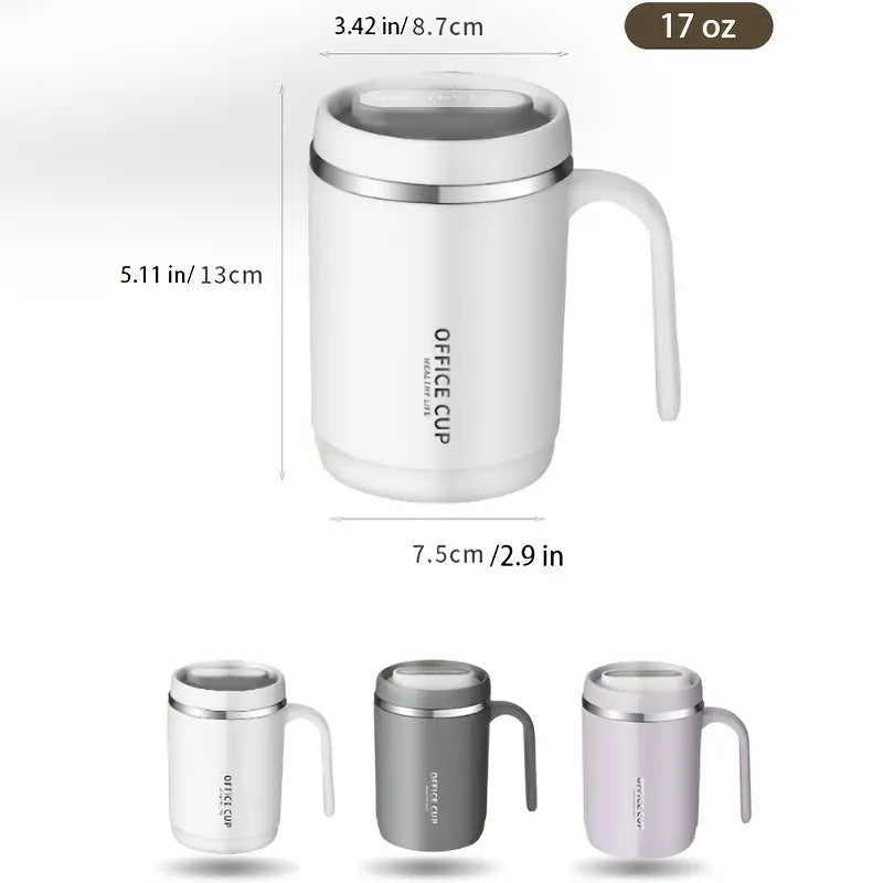 500ml Water Cup with Cover Sealing Silicone Ring Double-layer Leak-proof Drink Water Handle Stainless Coffee Insulated Cup Kitchen Tools & Gadgets - DailySale