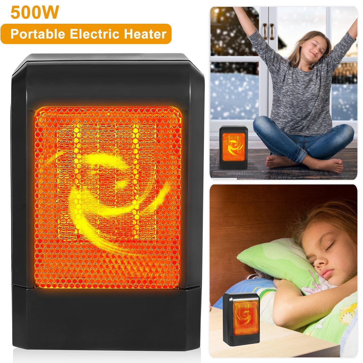 500W Ceramic Portable Electric Heater Household Appliances - DailySale