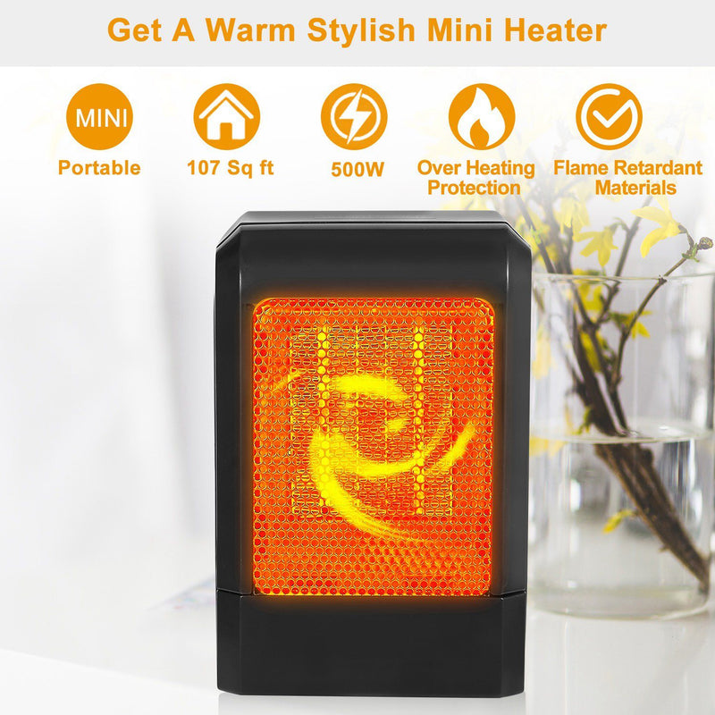 500W Ceramic Portable Electric Heater Household Appliances - DailySale