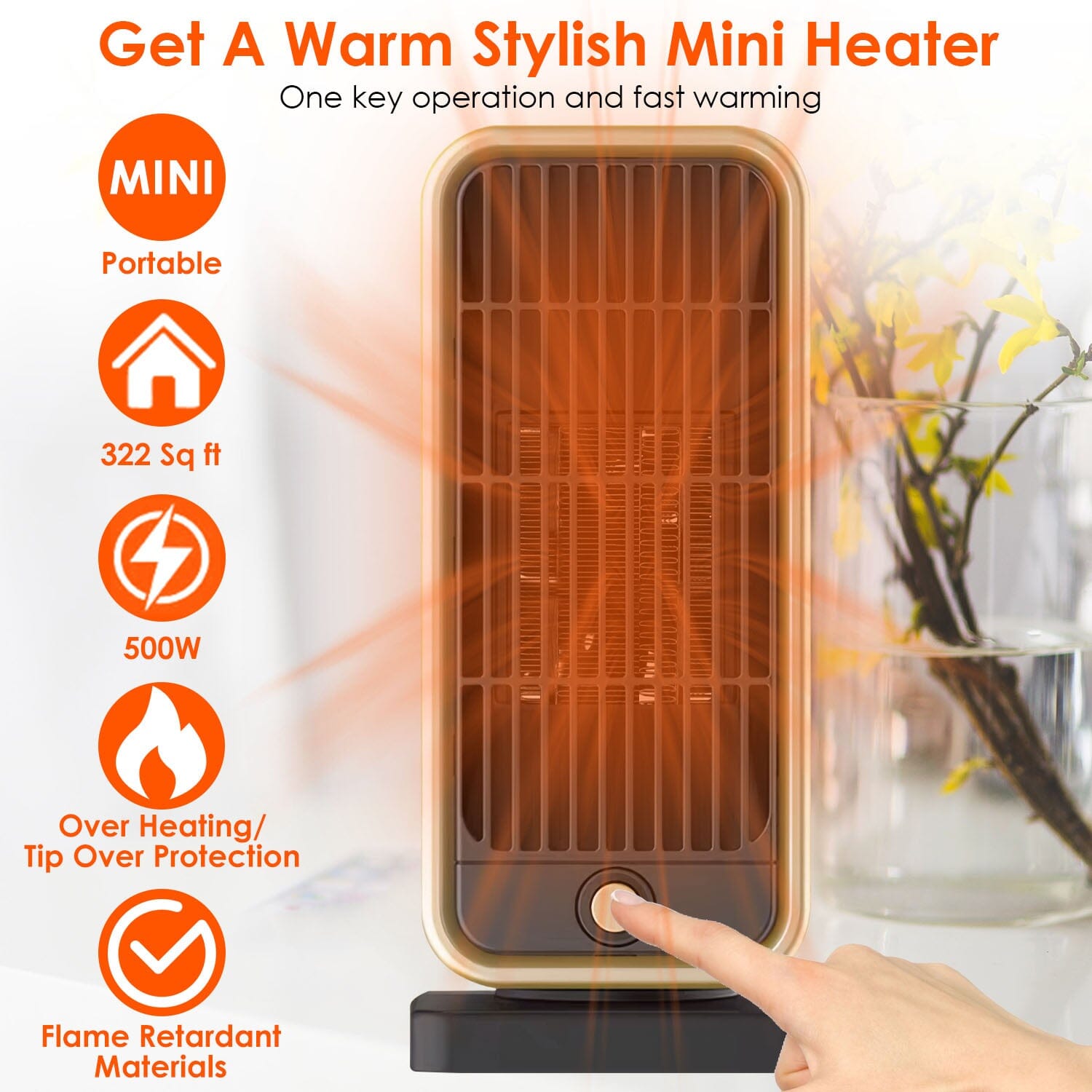 500W Portable Electric Heater Household Appliances - DailySale