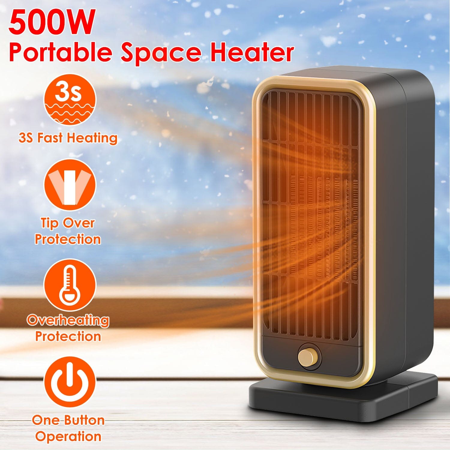 500W Portable Electric Heater Household Appliances - DailySale