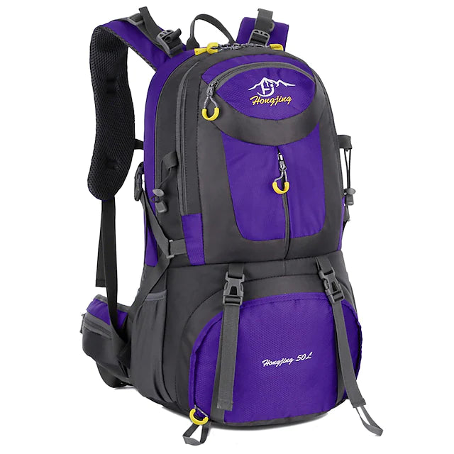 50L Waterproof Hiking Backpack Bags & Travel Purple - DailySale
