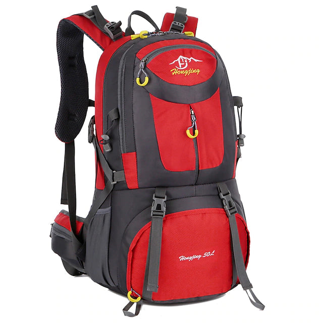 50L Waterproof Hiking Backpack Bags & Travel Red - DailySale