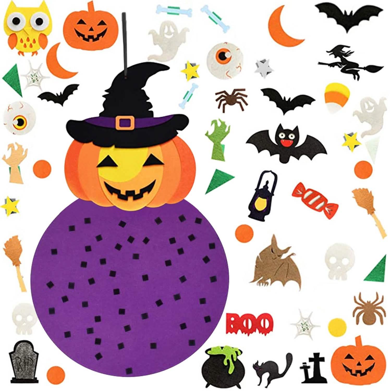 51-Pieces: Felt Pumpkin Witch Hanging Décor Holiday Decor & Apparel - DailySale