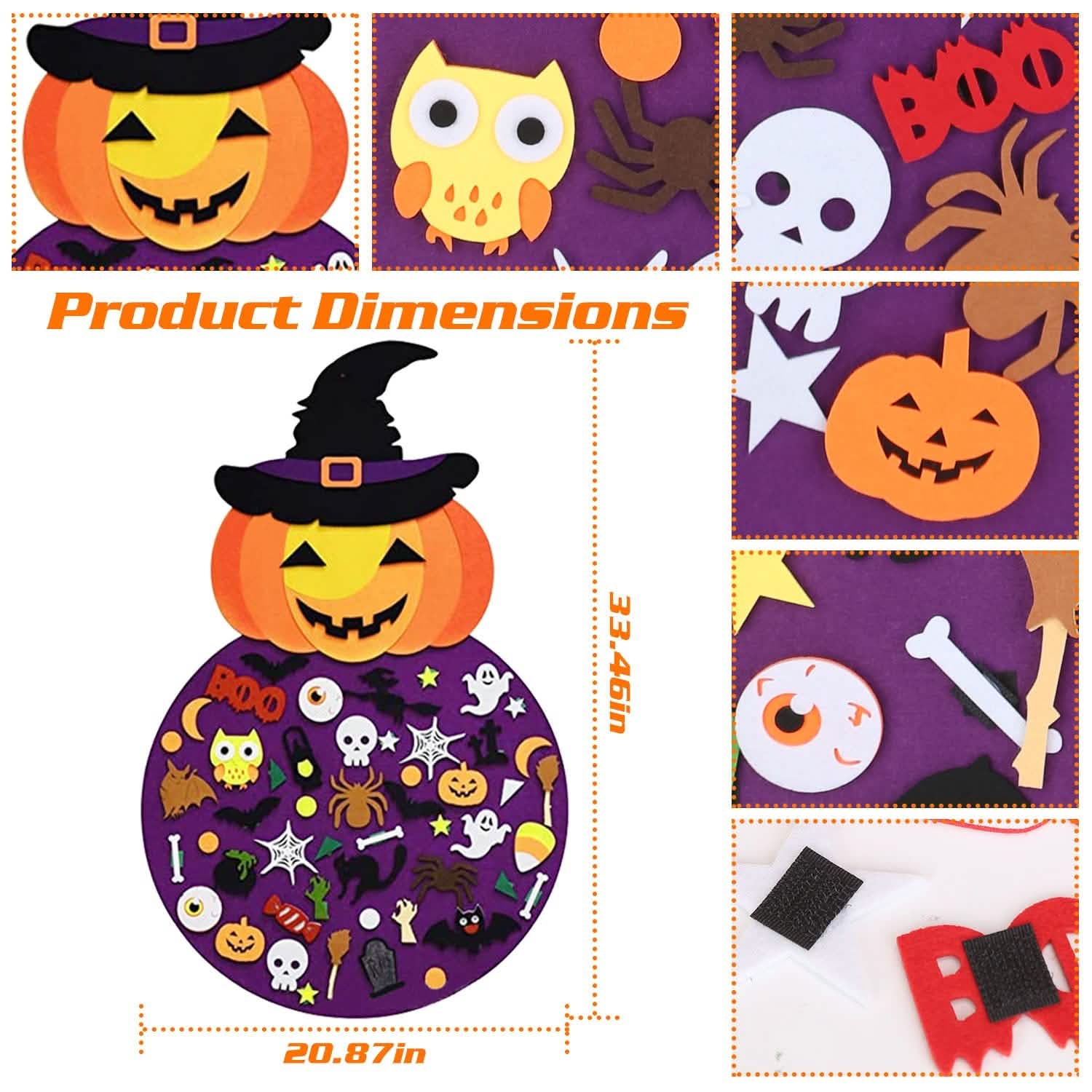 51-Pieces: Felt Pumpkin Witch Hanging Décor Holiday Decor & Apparel - DailySale
