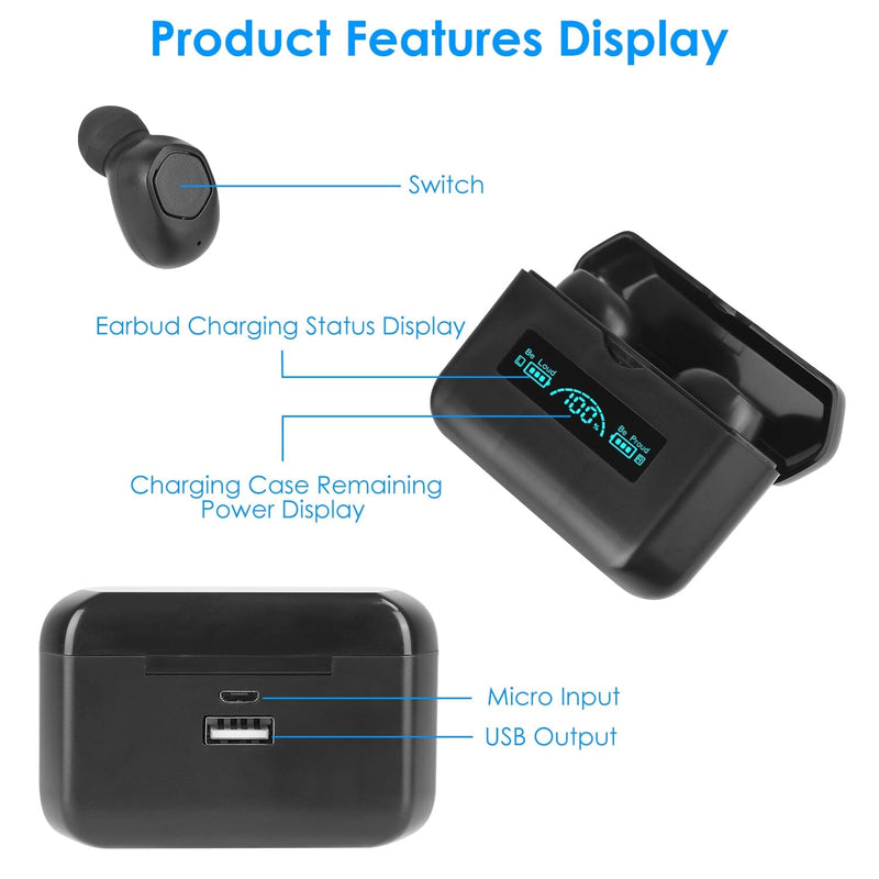 5.1 TWS Wireless Earphone with Charging Case IPX4 Waterproof Power Bank Headphones - DailySale