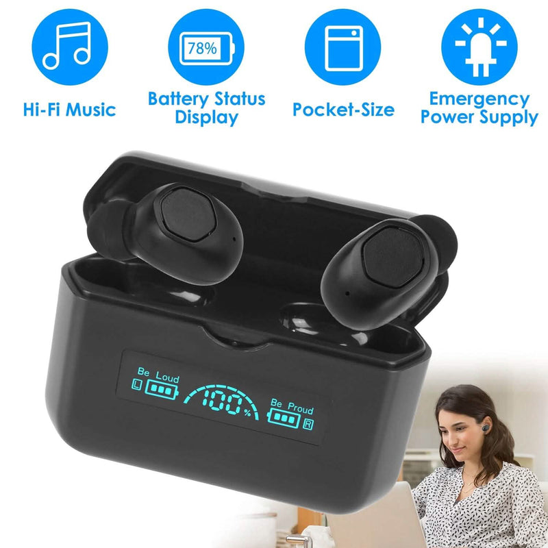 5.1 TWS Wireless Earphone with Charging Case IPX4 Waterproof Power Bank Headphones - DailySale