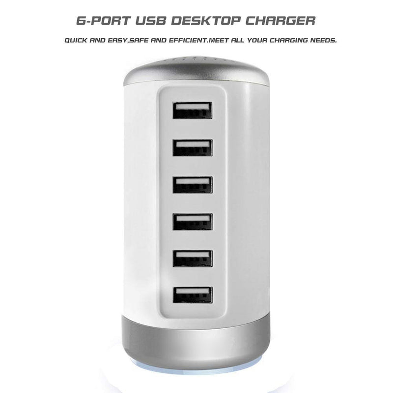 6 USB Port 30W Smart Charging Tower - Assorted Colors - DailySale, Inc