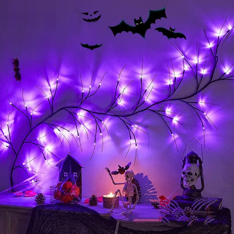 54LED Halloween Bat Decorative Branch String Lights, Wall-mounted Indoor Decorative String Lights Holiday Decor & Apparel Twig - DailySale