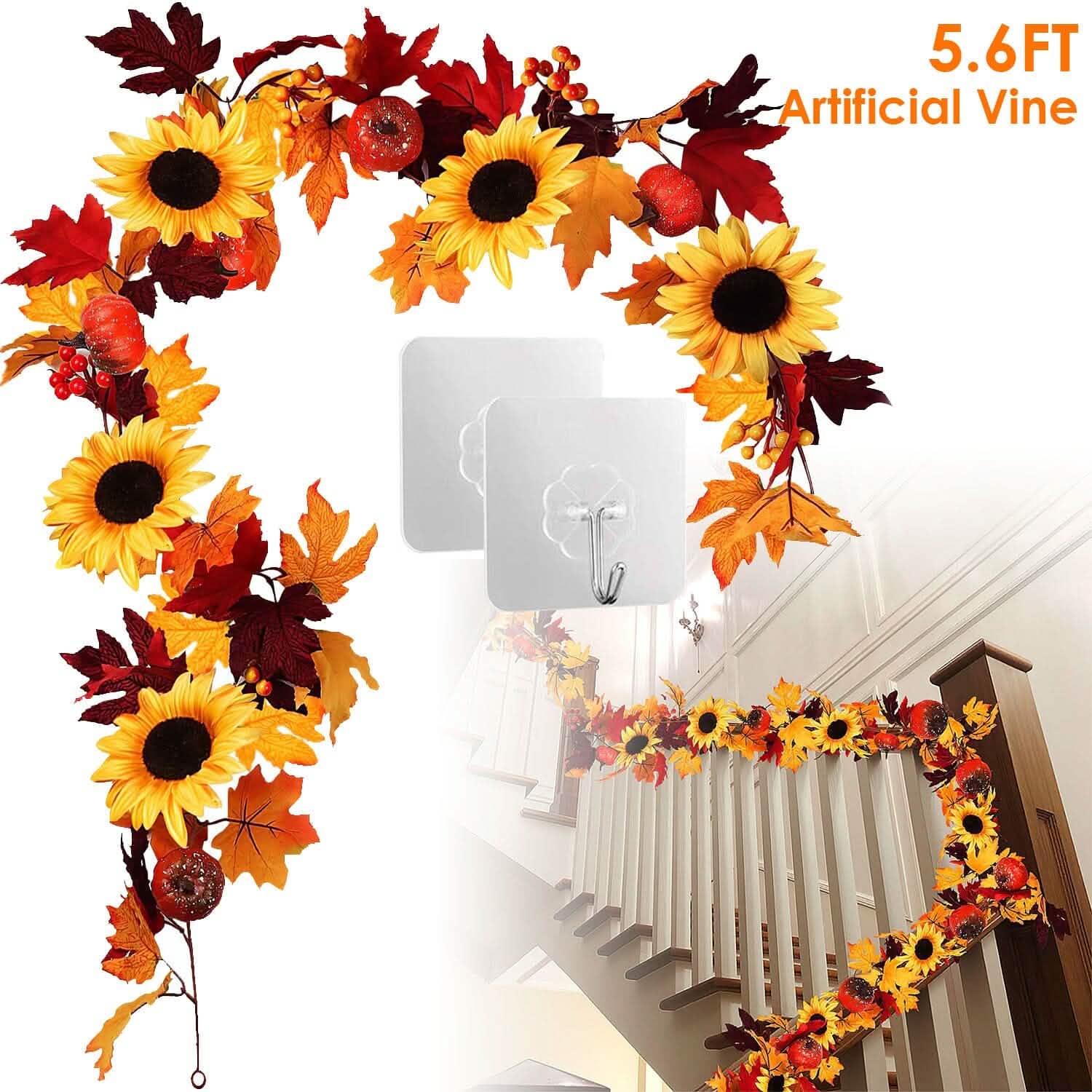 5.6ft Artificial Maple Leaf Garland Hanging Plant Vine Furniture & Decor - DailySale
