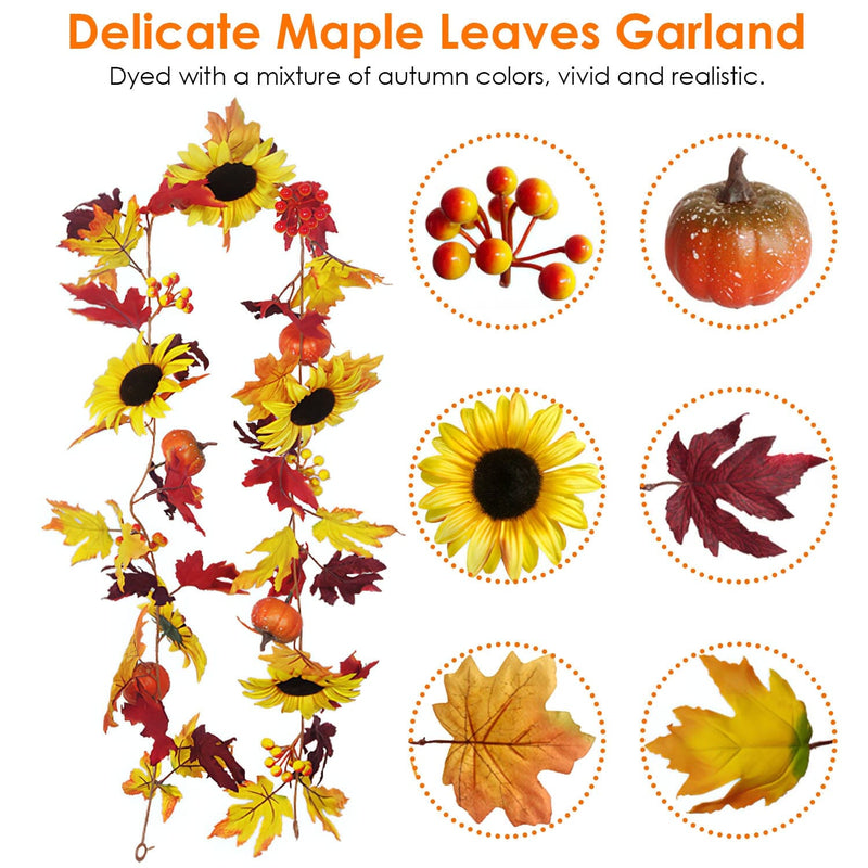5.6ft Artificial Maple Leaf Garland Hanging Plant Vine Furniture & Decor - DailySale