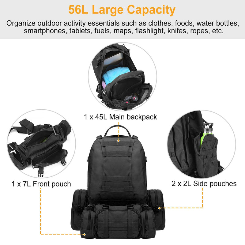 56L Military Tactical Backpack Tactical - DailySale
