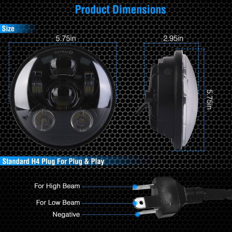5.75-Inch LED Motorcycle Headlight Sports & Outdoors - DailySale