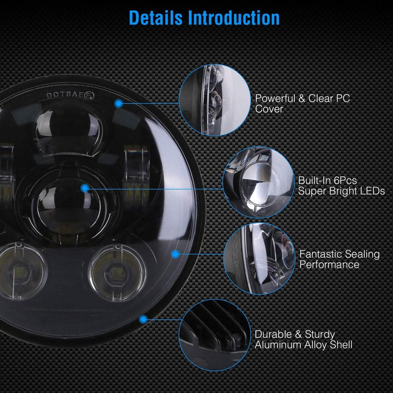 5.75-Inch LED Motorcycle Headlight Sports & Outdoors - DailySale