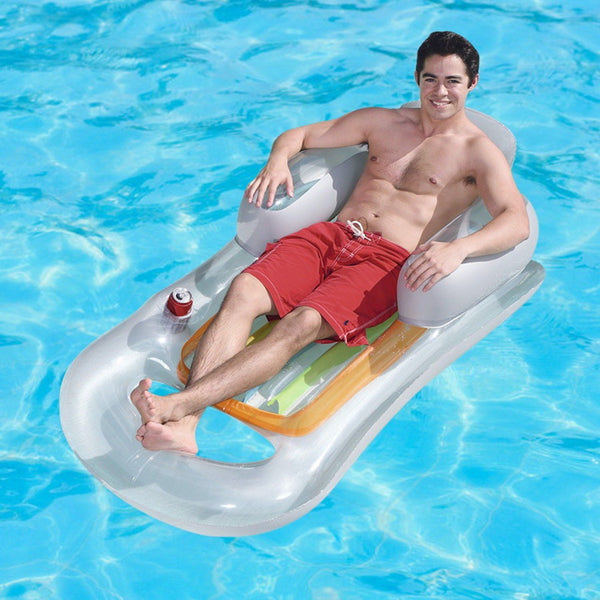 59in Inflatable Pool Float Raft with Headrest Armrest Cupholder Sports & Outdoors - DailySale
