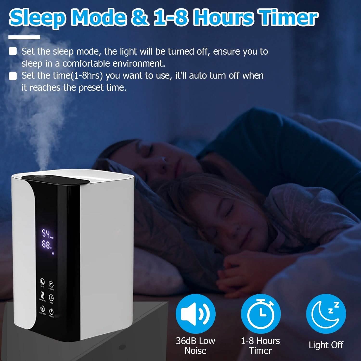 5L Gal Humidifier Top Fill Cool Mist with Essential Oils Diffuser Filter Wellness - DailySale