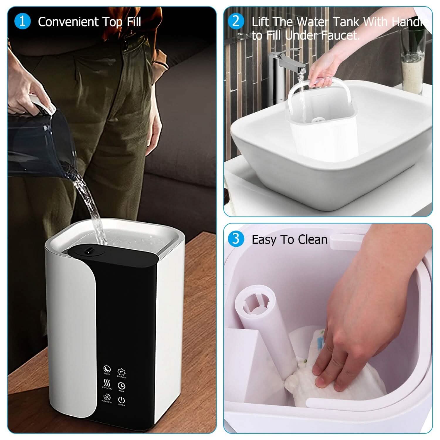 5L Gal Humidifier Top Fill Cool Mist with Essential Oils Diffuser Filter Wellness - DailySale