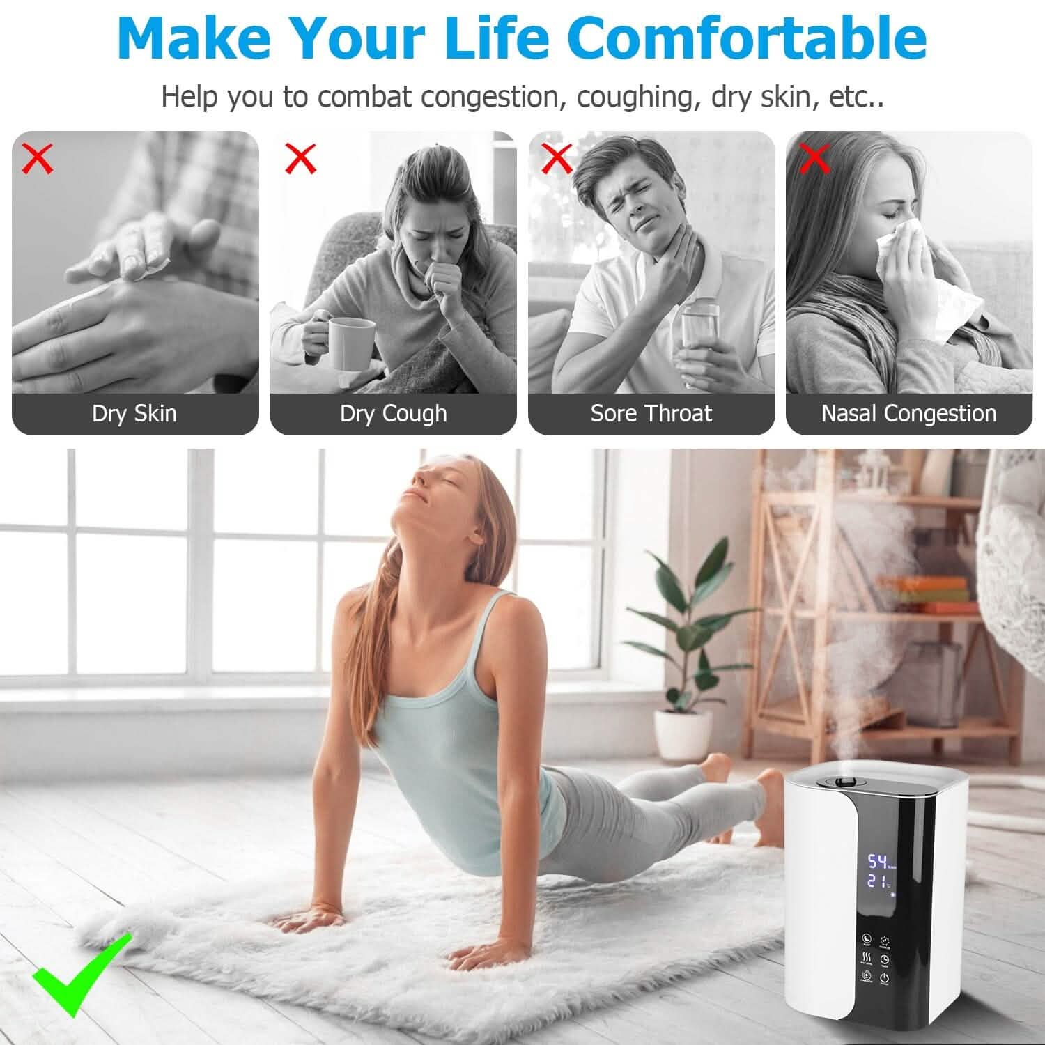 5L Gal Humidifier Top Fill Cool Mist with Essential Oils Diffuser Filter Wellness - DailySale