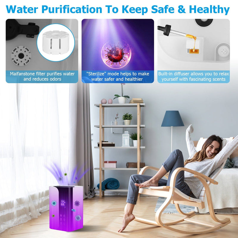 5L Gal Humidifier Top Fill Cool Mist with Essential Oils Diffuser Filter Wellness - DailySale