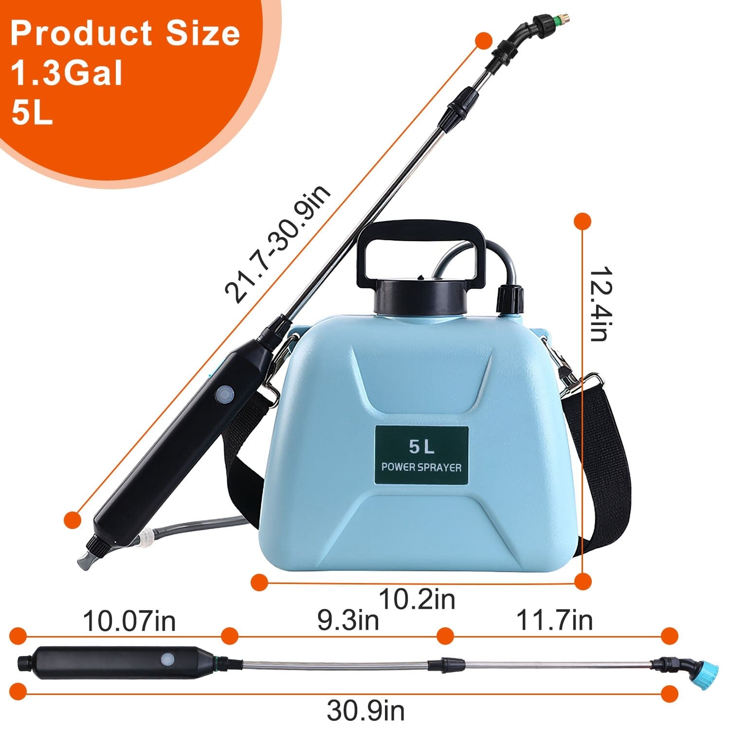 5L/1/3 Gallon Electric Plant Sprayer Telescopic Rechargeable with 3 Spray Sprouts Garden & Patio - DailySale