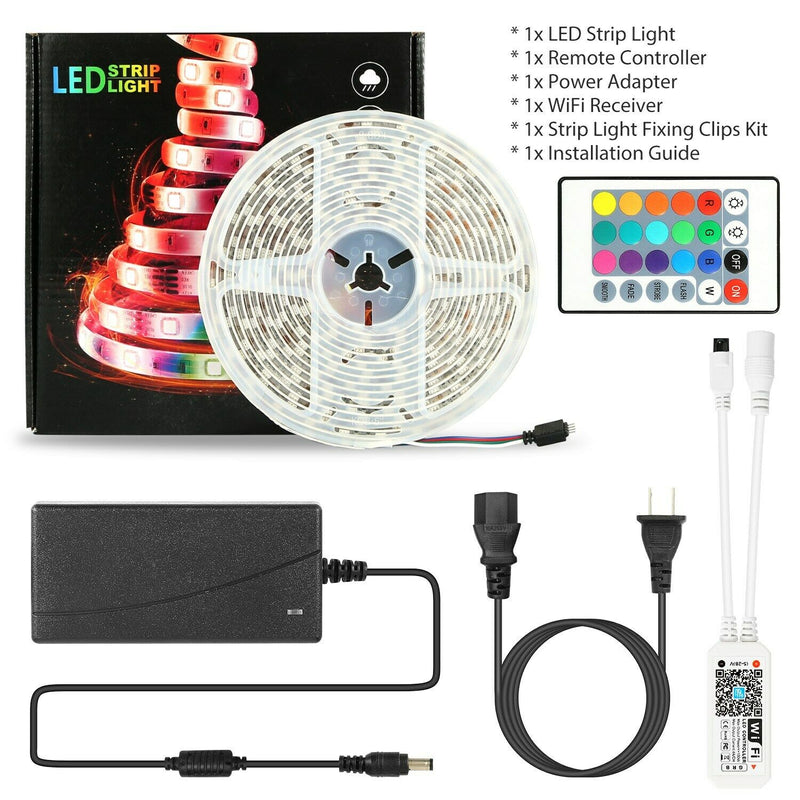 5M LED Strip Light 5050 SMD RGB Waterproof Smart WIFI IR APP Controller Lighting & Decor - DailySale