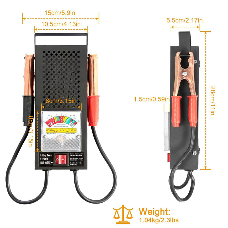 6-12V Automotive Battery Tester with Heavy Duty Insulated Copper Clips Automotive - DailySale