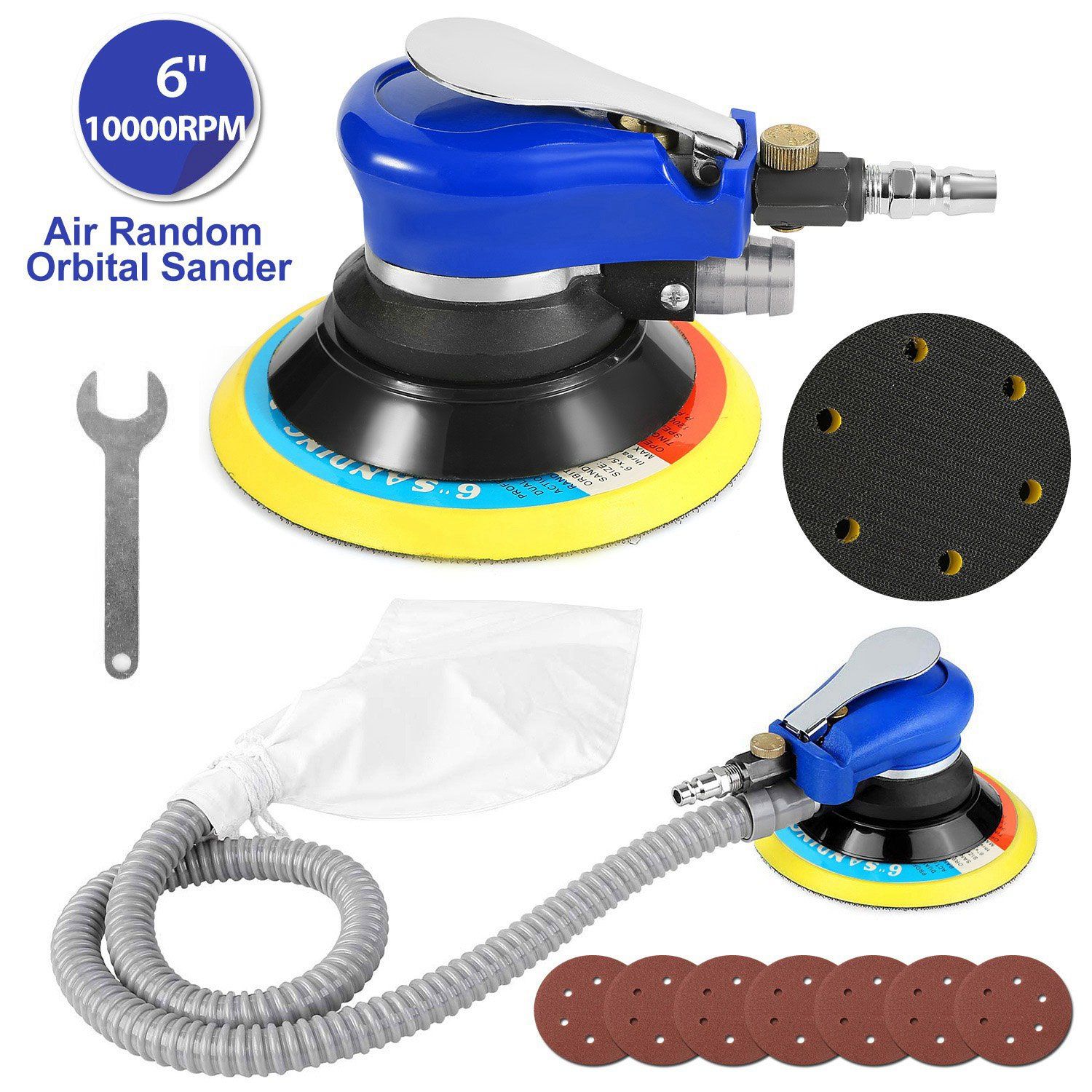 6" Air Random Orbital Sander Pneumatic Home Improvement - DailySale