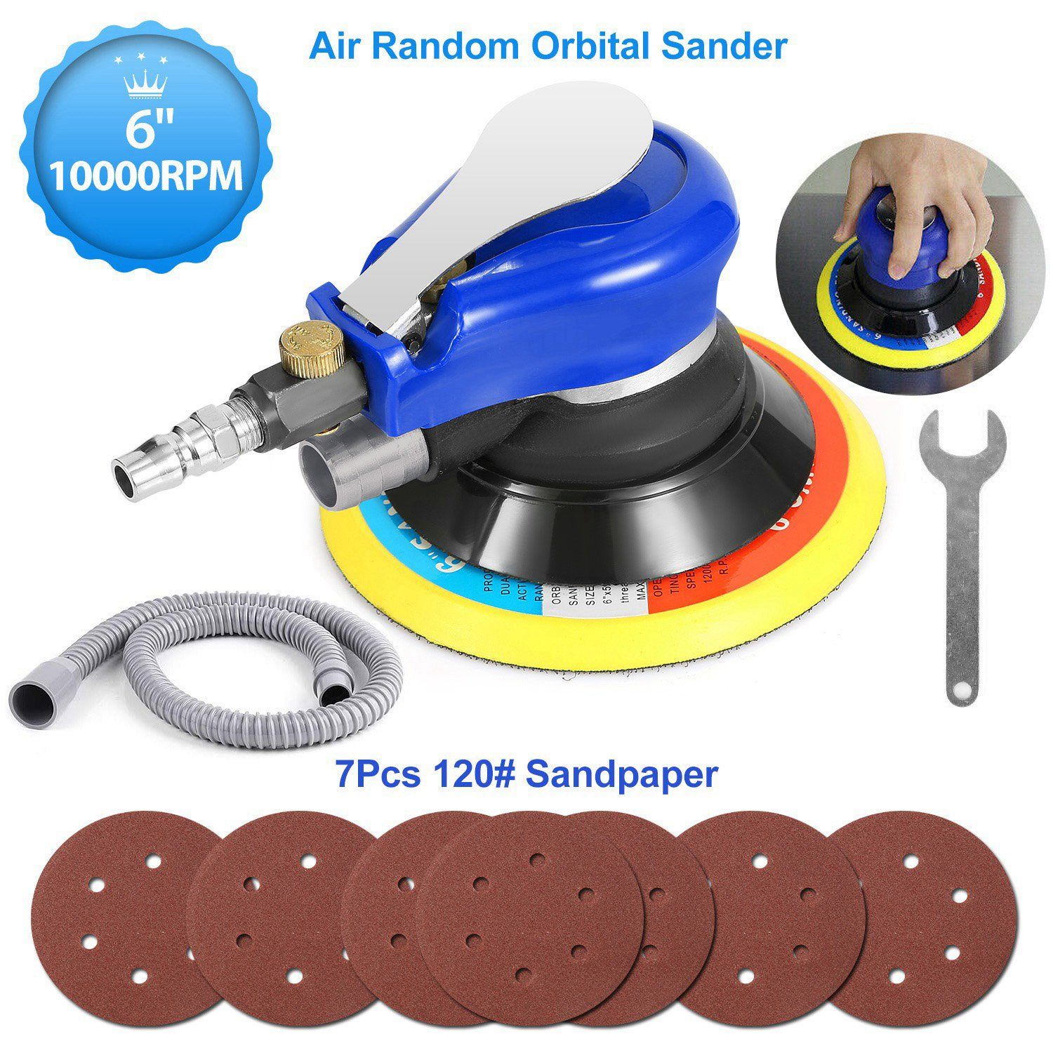 6" Air Random Orbital Sander Pneumatic Home Improvement - DailySale