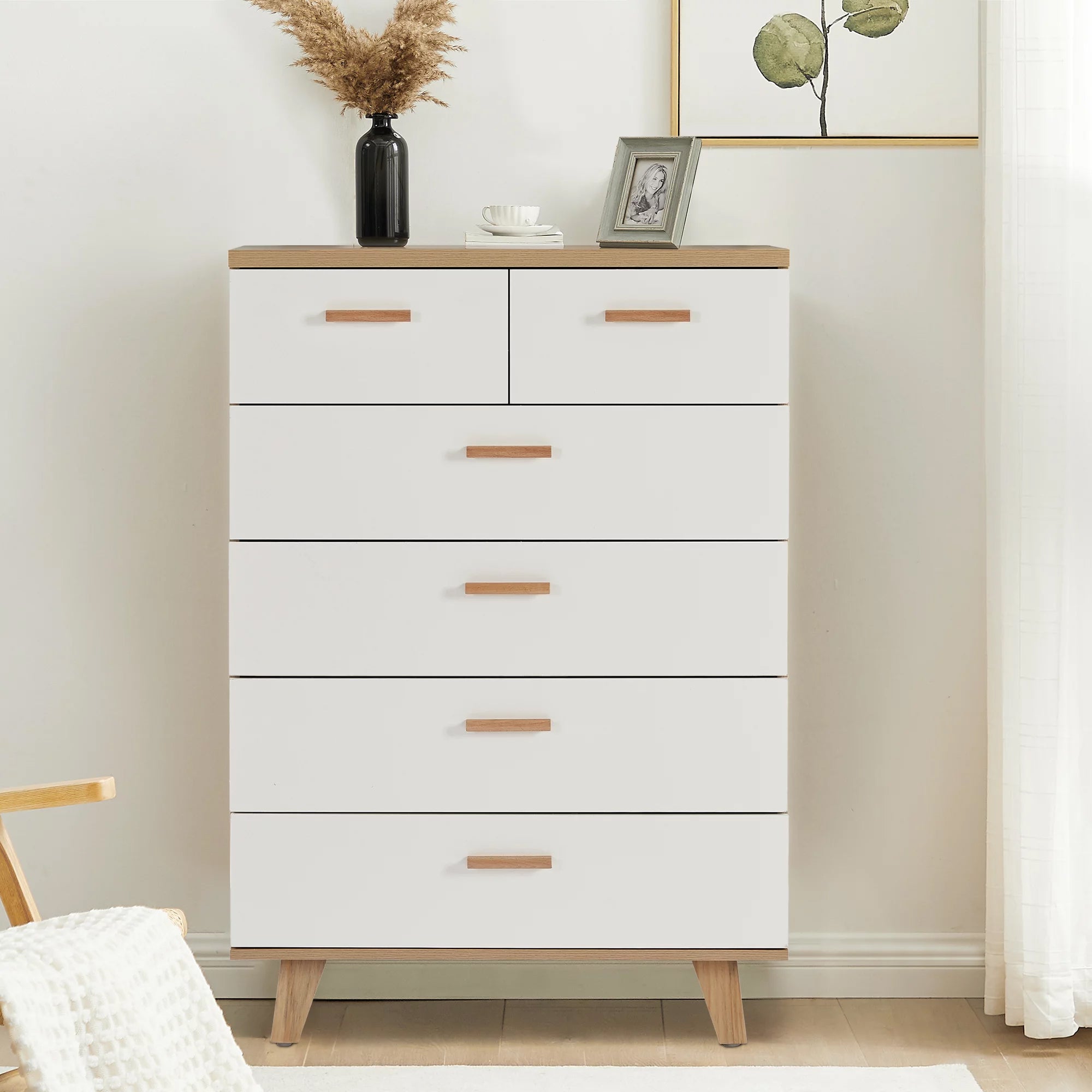 6 Drawer Dresser with Handle Closet & Storage - DailySale