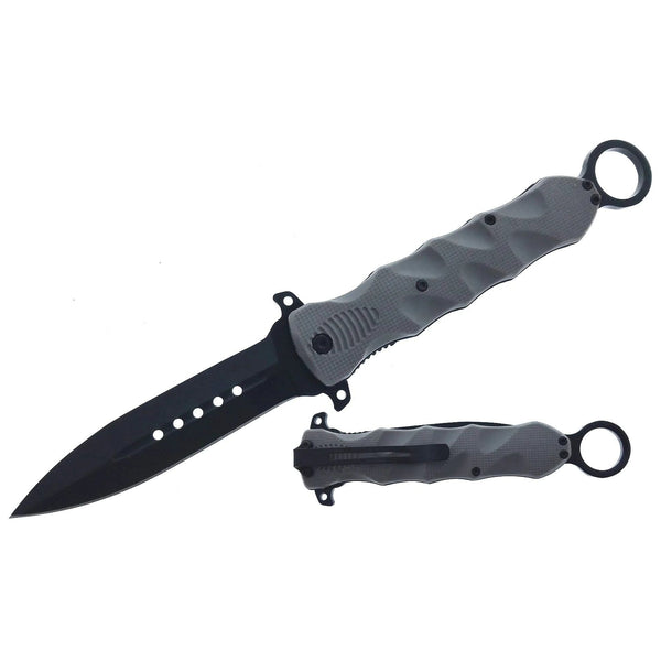 6" Finger Loop Knife With ABS Handle Tactical Gray Snake - DailySale