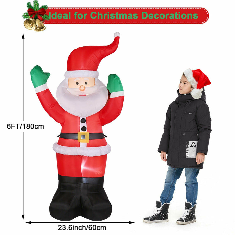 6 Ft. Santa Claus Inflatable Outdoor Decoration Holiday Decor & Apparel - DailySale