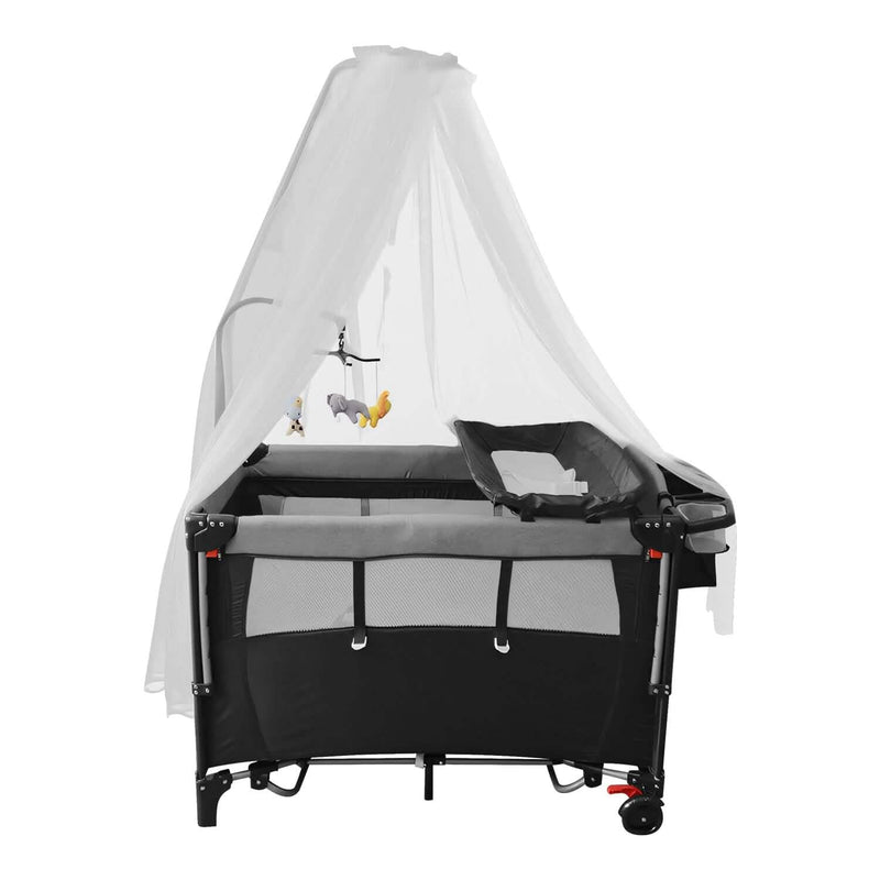 6-in-1 Foldable Baby Crib with Activity Center Diaper Changing Table Baby - DailySale