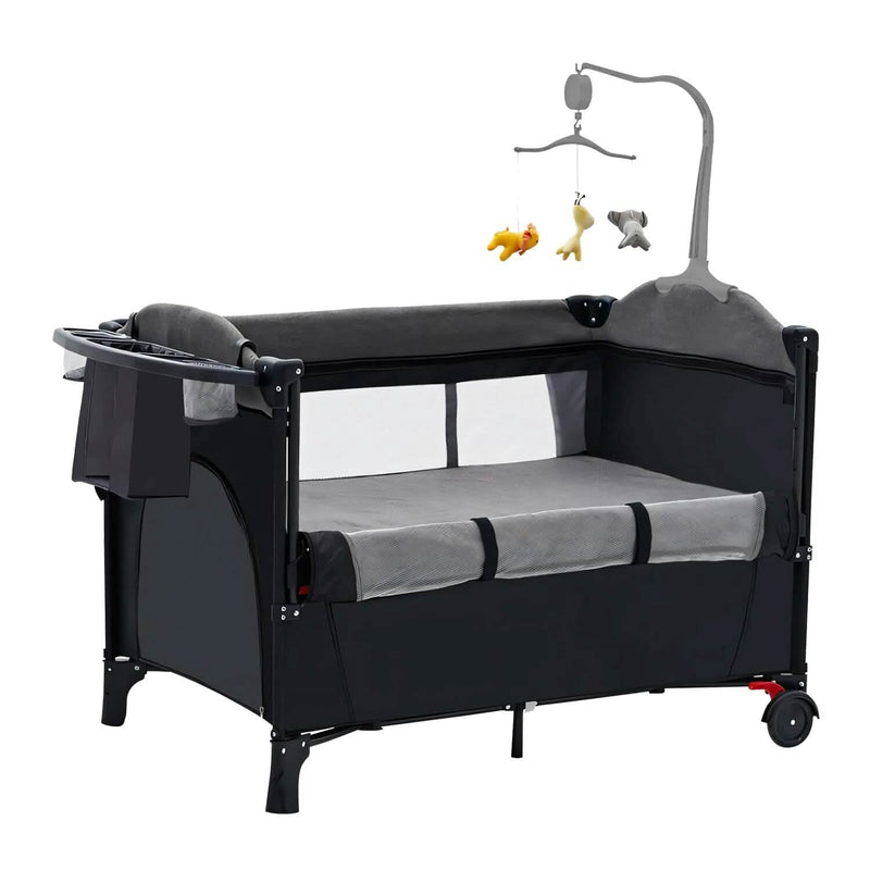 6-in-1 Foldable Baby Crib with Activity Center Diaper Changing Table Baby - DailySale