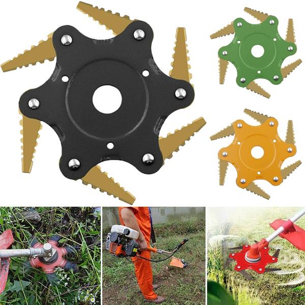 6 Leaves Lawn Mower Blade Metal Brush Cutter Blades Trimmer Blade Garden & Patio - DailySale