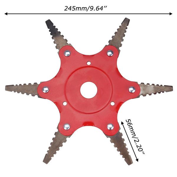 6 Leaves Lawn Mower Blade Metal Brush Cutter Blades Trimmer Blade Garden & Patio - DailySale