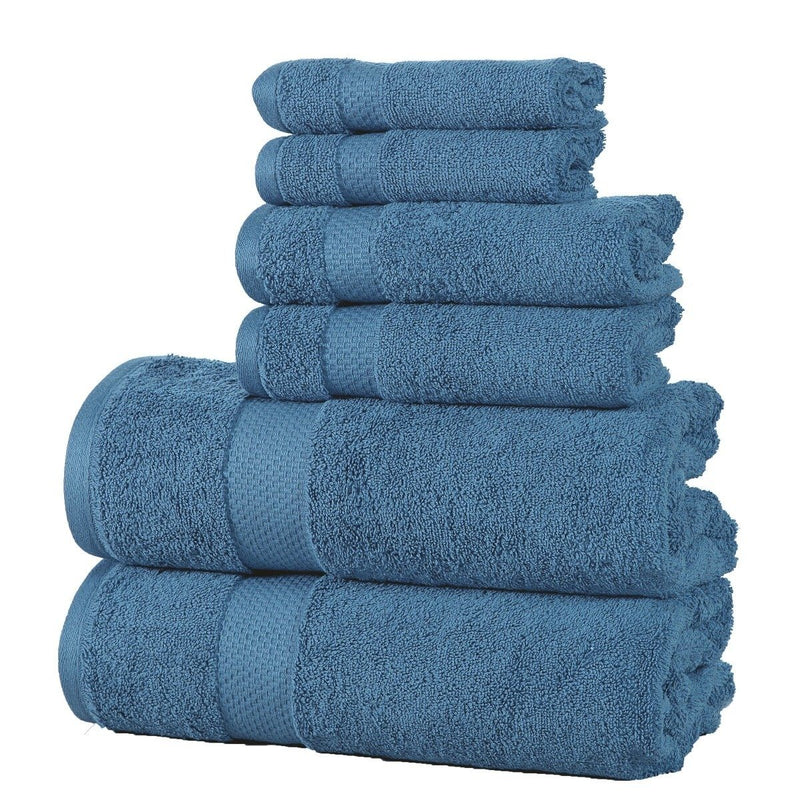 6-Pack: 100% Cotton Towel Set - Assorted Colors Home Essentials Blue - DailySale