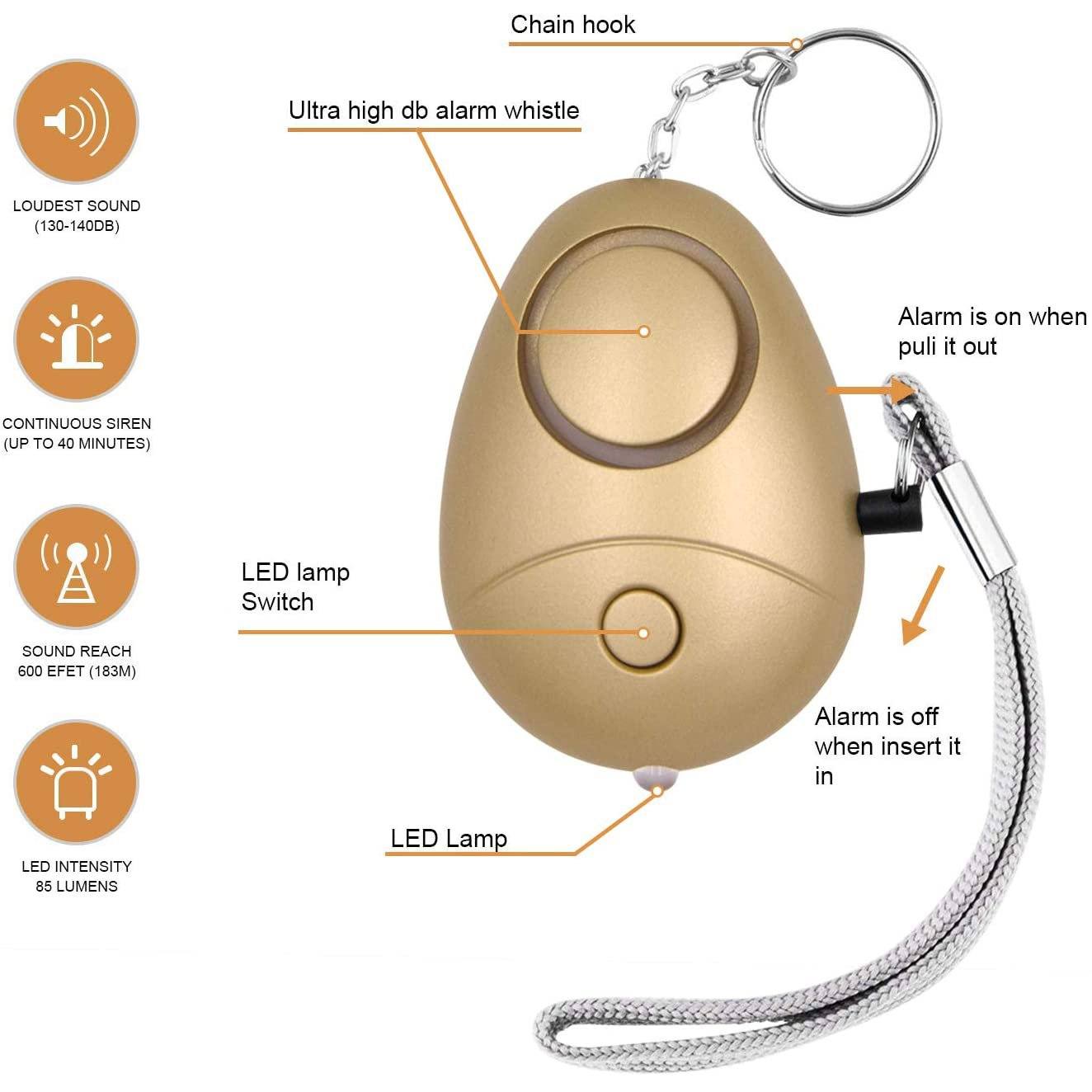 6-Pack: 140DB Personal Security Alarm Keychain with LED Lights Tactical - DailySale