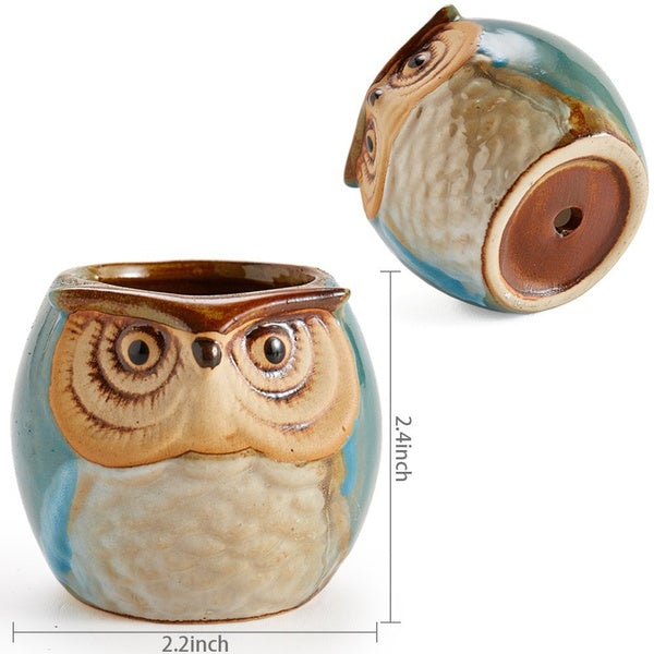 6-Pack: 2.5 Inch Owl Pot Ceramic Base Garden & Patio - DailySale