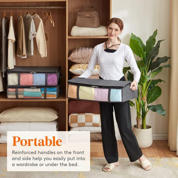 6-Pack: 40L Foldable Clothing Storage Bags with Front Clear Window Closet & Storage - DailySale
