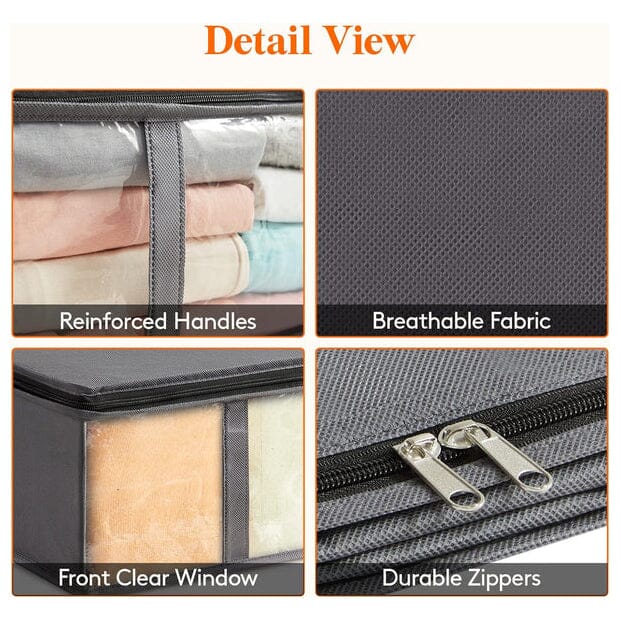 6-Pack: 40L Foldable Clothing Storage Bags with Front Clear Window Closet & Storage - DailySale