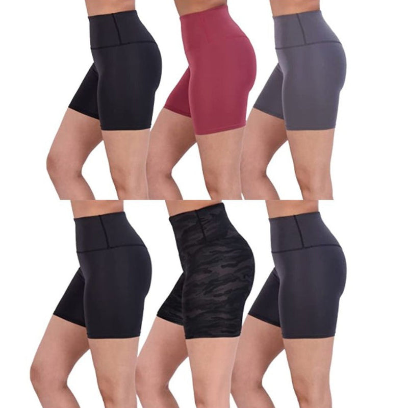 6-Pack: Active High Waisted Biker Shorts Women's Bottoms Assorted M - DailySale