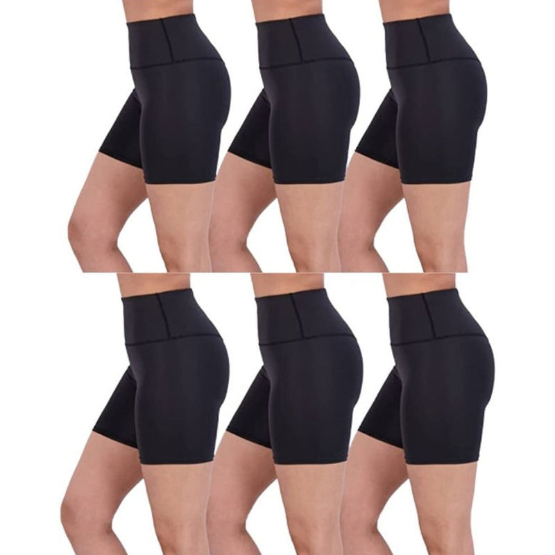 6-Pack: Active High Waisted Biker Shorts Women's Bottoms Black M - DailySale