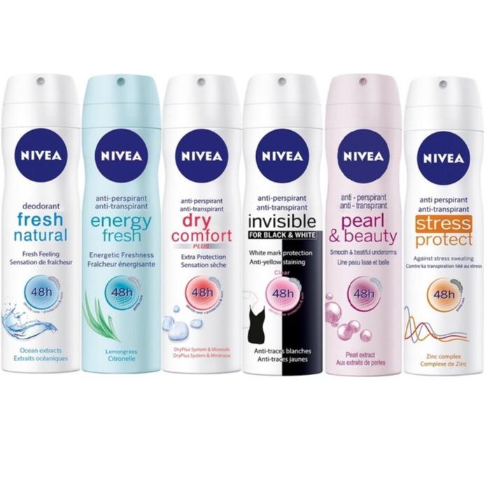 6-Pack: Assorted Nivea Deodorant Antiperspirant Spray For Women 48h 5.07oz Beauty & Personal Care - DailySale