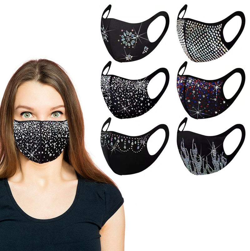 6-Pack: Celebrity Holiday Bling Rhinestone Face Mask Face Masks & PPE - DailySale