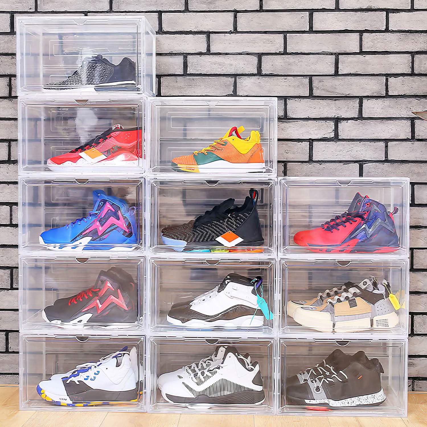 6-Pack: Collapsible Shoe Box Stackable Shoe Storage Bin with Magnetic Door Closet & Storage - DailySale