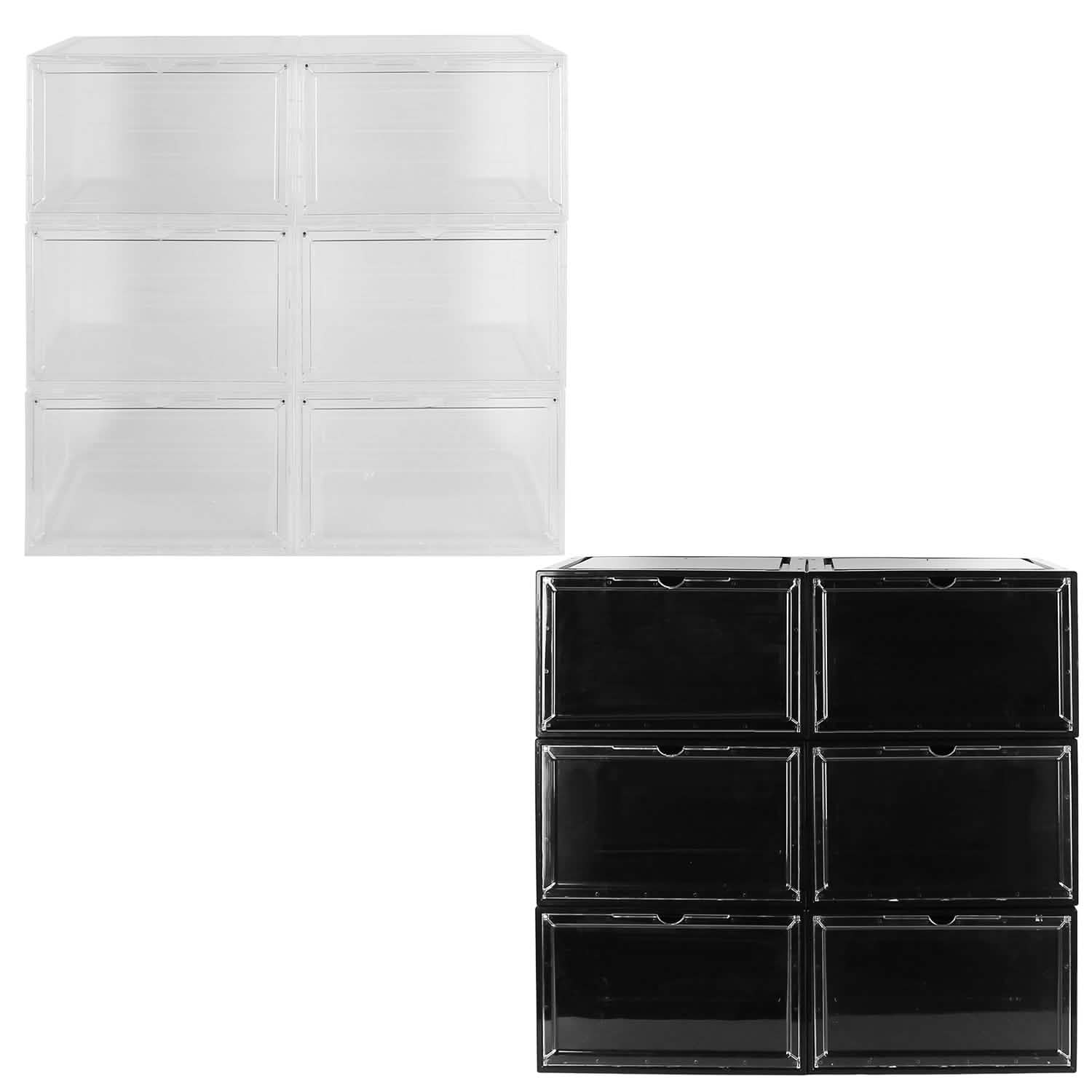 6-Pack: Collapsible Shoe Box Stackable Shoe Storage Bin with Magnetic Door Closet & Storage - DailySale